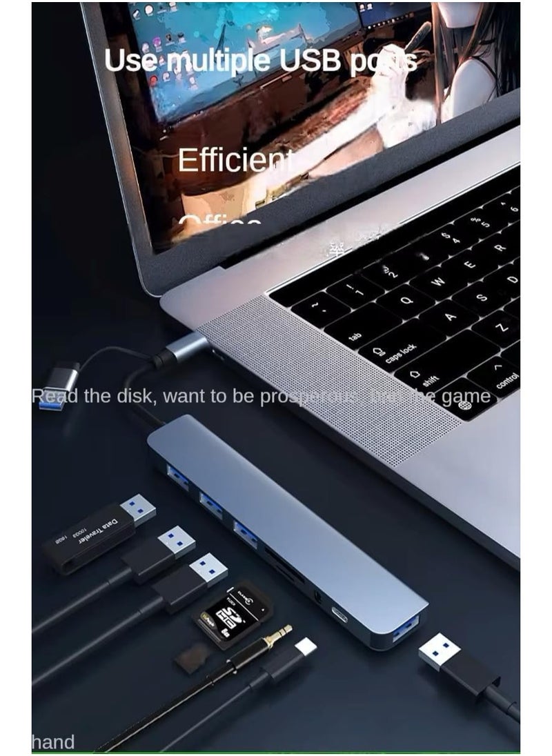 ELTRAZONE - 8-in-1 USB C Hub Type C Multiport Adapter with 4K HDMI, PD Power Delivery, Ethernet, USB-C, 2 USB Ports, SD/TF Card Reader – Compatible with MacBook Pro, XPS, and More Type-C Devices - Image 1