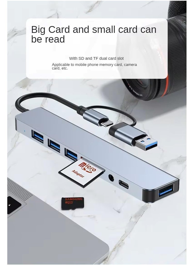 ELTRAZONE - 8-in-1 USB C Hub Type C Multiport Adapter with 4K HDMI, PD Power Delivery, Ethernet, USB-C, 2 USB Ports, SD/TF Card Reader – Compatible with MacBook Pro, XPS, and More Type-C Devices - Image 1