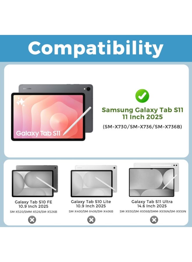 Case for Galaxy Tab S11 2025 11 inch Built-in S Pen Holder, Hybrid Cover with Soft TPU Back for Galaxy Tab S11 11" (SM-X730/ X730N/ X736) - Image 2