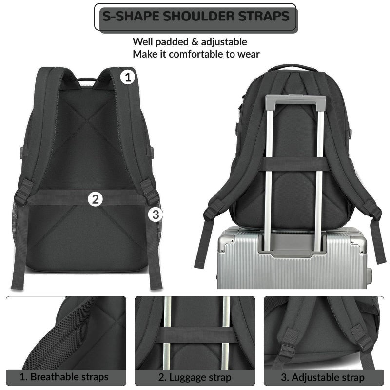 Lohol Water Resistant Daypack with Mulitiple Pockets for School Travel Outdoor College, 15.6 inch Laptop Backpack for Men and Women (Black) - Image 5
