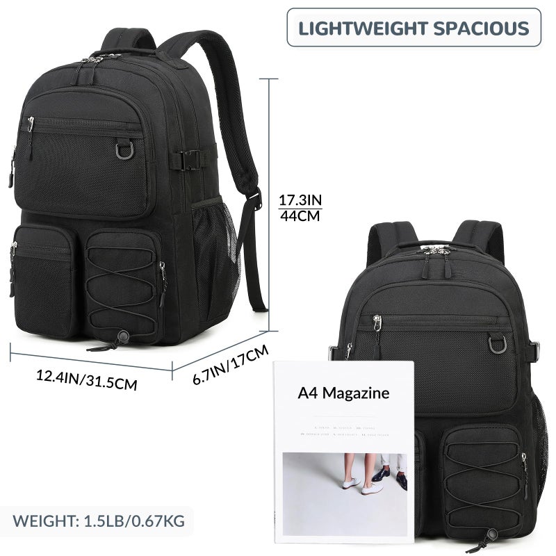 Lohol Water Resistant Daypack with Mulitiple Pockets for School Travel Outdoor College, 15.6 inch Laptop Backpack for Men and Women (Black) - Image 3