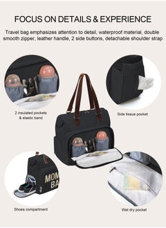 URbazaar Diaper Bag Tote,Diaper Bag backpack with Pacifier Case Large Travel Diaper Tote Caddy for Mom and Dad Multifunction Large Baby Bag - Black  - Image 5