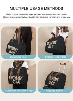 URbazaar Diaper Bag Tote,Diaper Bag backpack with Pacifier Case Large Travel Diaper Tote Caddy for Mom and Dad Multifunction Large Baby Bag - Black  - Image 3