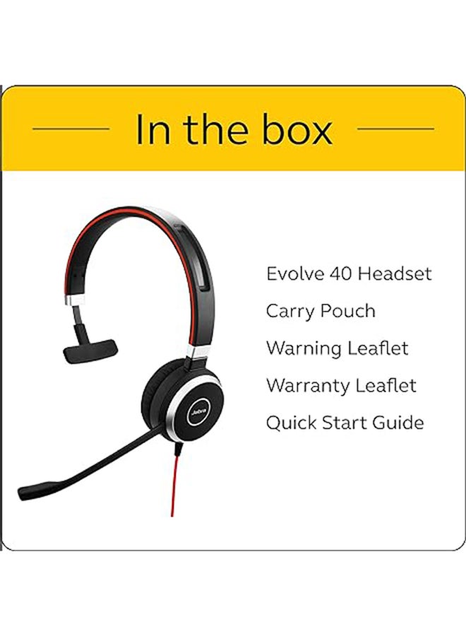 Jabra Evolve 40 Ms Professional Wired Headset, Mono – Telephone Headset For Greater Productivity, Superior Sound Calls And Music, 3.5mm Jack/Usb Connection, All-Day Comfort Design, Optimized Black - Image 2