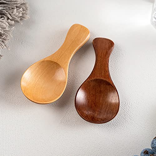 LZZEM 6Pcs Small Wooden Salt Spoon Mini Wood Spoon with Short Handle Candy Spoon Tea Scoop Natural Wooden Spoon for Candy Honey Spices Sugar Ice Cream and Tea - Image 4
