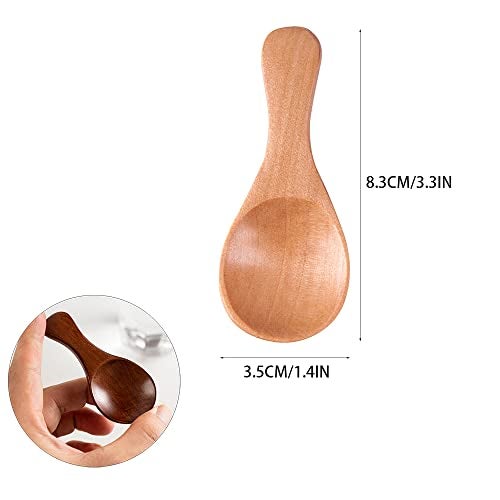 LZZEM 6Pcs Small Wooden Salt Spoon Mini Wood Spoon with Short Handle Candy Spoon Tea Scoop Natural Wooden Spoon for Candy Honey Spices Sugar Ice Cream and Tea - Image 2