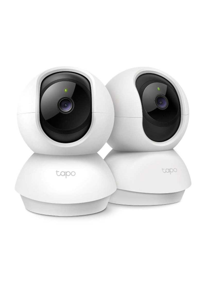 كاميرا واي فاي Tapo TP-Link TC71 (عبوة 2) ، بان وتيلت ، دقة 3 ميجابكسل ، صوت ثنائي الاتجاه ، رؤية ليلية تصل إلى 9 م ، ذاكرة محلية تصل إلى 512 جيجابايت ، عبوة من 2