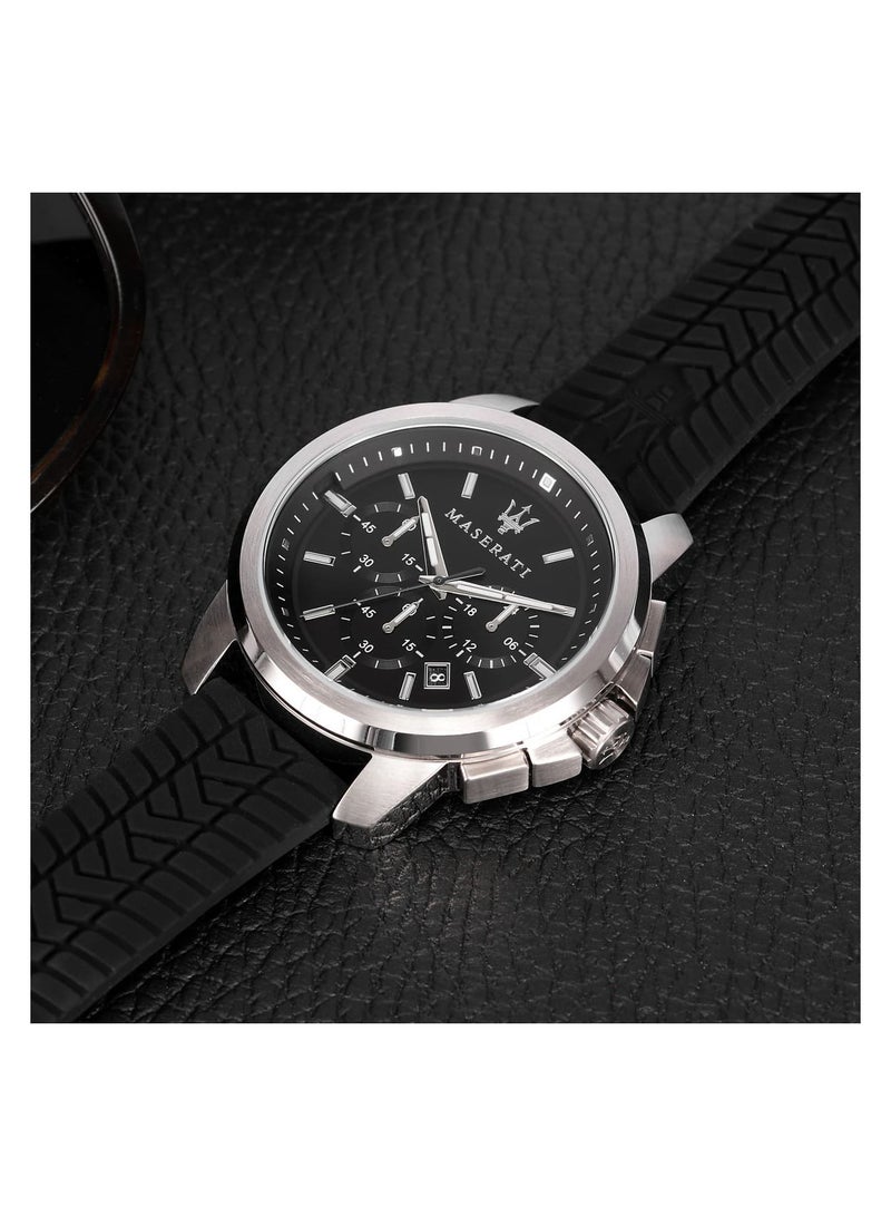 Maserati ساعة مازيراتي للرجال Successo R8871621014 كوارتز سيليكون سوداء - Image 4