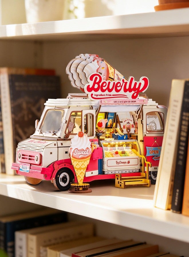 Rolife 3D Wooden Puzzles for Adults - Ice Cream Truck Model Kit DIY Building Set, 290pcs Wood Craft Home Desk Decor, No Glue Needed Creative Gift for Family and Friends - Image 5
