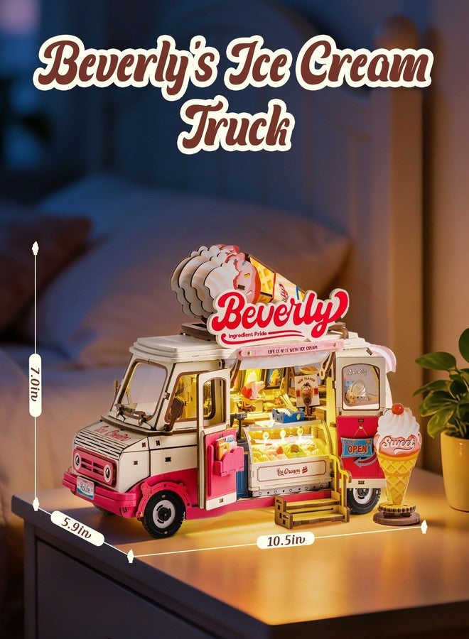 Rolife 3D Wooden Puzzles for Adults - Ice Cream Truck Model Kit DIY Building Set, 290pcs Wood Craft Home Desk Decor, No Glue Needed Creative Gift for Family and Friends - Image 2