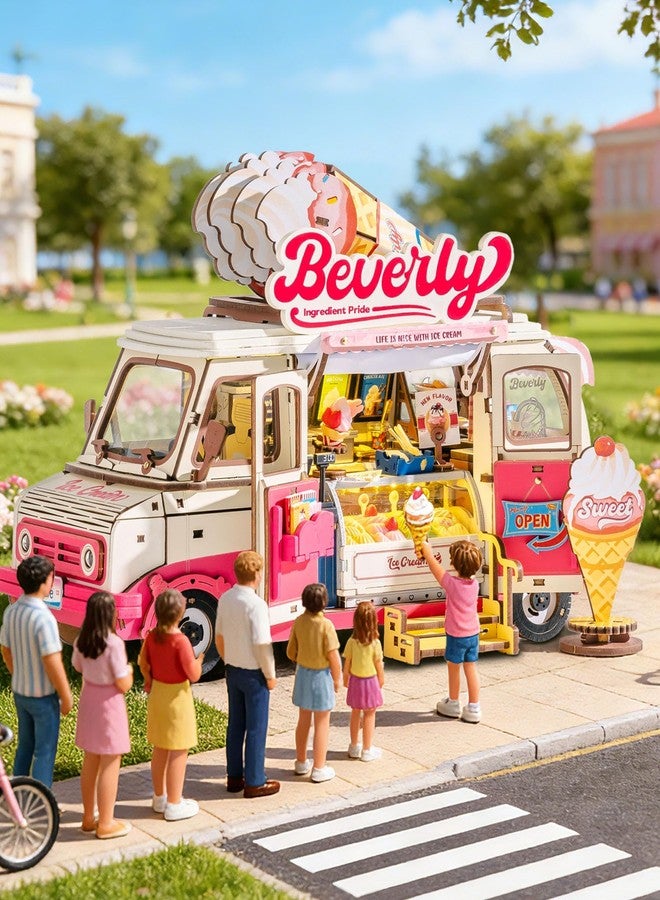 Rolife 3D Wooden Puzzles for Adults - Ice Cream Truck Model Kit DIY Building Set, 290pcs Wood Craft Home Desk Decor, No Glue Needed Creative Gift for Family and Friends - Image 3