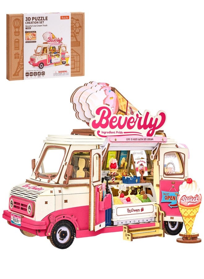 Rolife 3D Wooden Puzzles for Adults - Ice Cream Truck Model Kit DIY Building Set, 290pcs Wood Craft Home Desk Decor, No Glue Needed Creative Gift for Family and Friends - Image 1