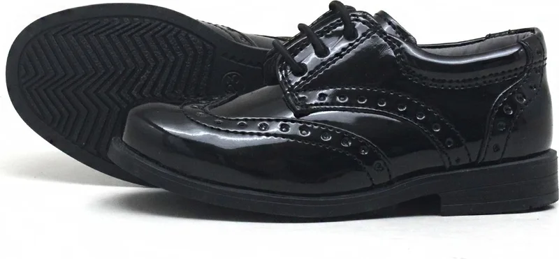 راكر Titan Black Patent Leather Lace-up Baby Boy Circumcision Shoes