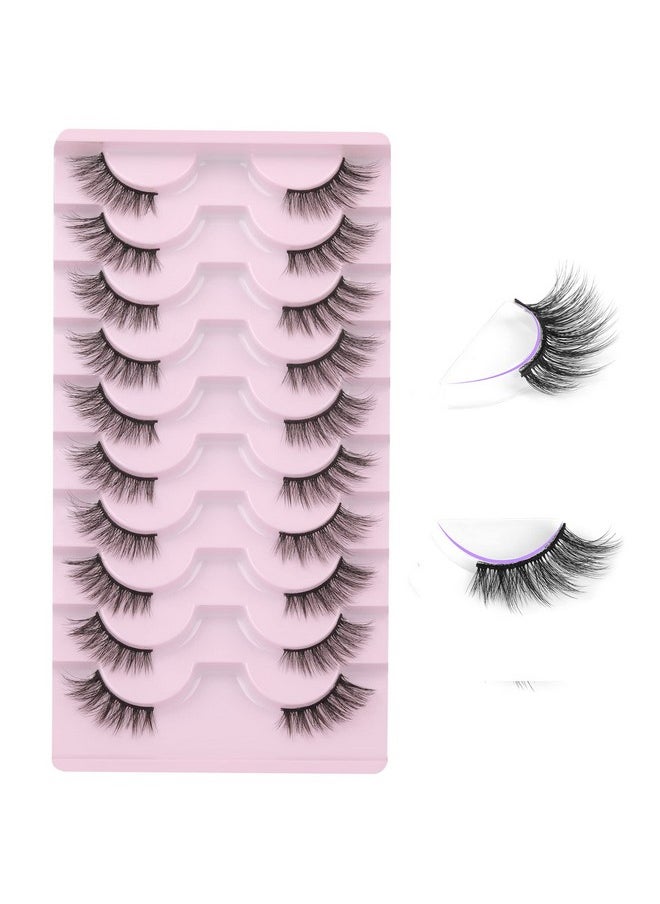 FANXITON Half Lashes Natural Look Wispy 10 Pairs Cat Eye Lashes 3D False Eyelashes Fluffy Soft 15Mm Short Faux Mink Lashes Sets Pack  - Image 1