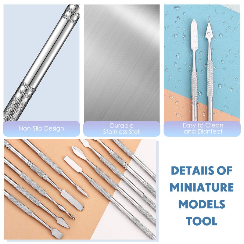 Honoson 5 Pcs Miniature Sculpting Tools Set Mini Stainless Steel Double-Headed Tool for Model and Convert Plastic, Resin and Metal Tabletop War Game Miniatures Models - Image 3