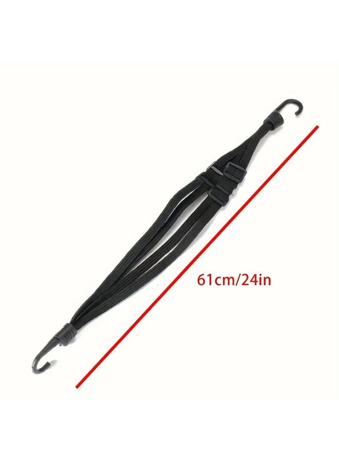 قطعتان 2 من أربطة المرونة الثقيلة للدراجات النارية 4 في 1 باللون الأسود مع خطاطيف، نظام قفل قابل للتعديل للخوذات والأمتعة ومركبات ATV والقوارب ومقطورات RV - Image 3