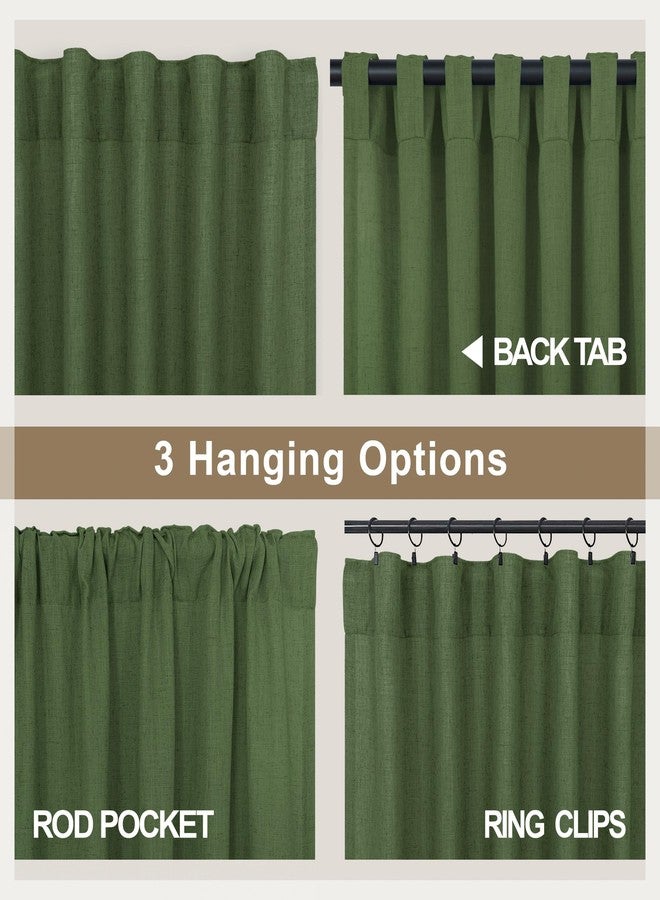 Pitalk ستائر بيتالك بلون الزيتون الأخضر، طولها 102 بوصة، لغرفة المعيشة، قطعتان، جيب خلفي، قماش كتان شفاف شبه خفيف الوزن، يسمح بمرور الهواء، انسيابي، لون أخضر زيتوني، ستارة بوهيمية لغرفة النوم، نافذة خليجية، طولها 8.5 قدم - Image 5