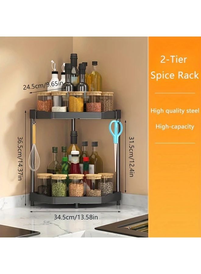Double Tripod Spice Rack Organizer For Kitchen Countertop And Bathroom Shower - Image 1