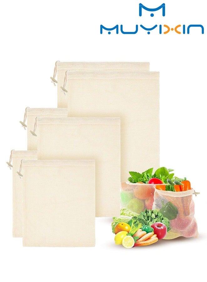 Muyixin أكياس إنتاج شبكية - أكياس فواكه وخضروات قابلة لإعادة الاستخدام لتخزين الثلاجة والتسوق (6 قطع) - Image 1