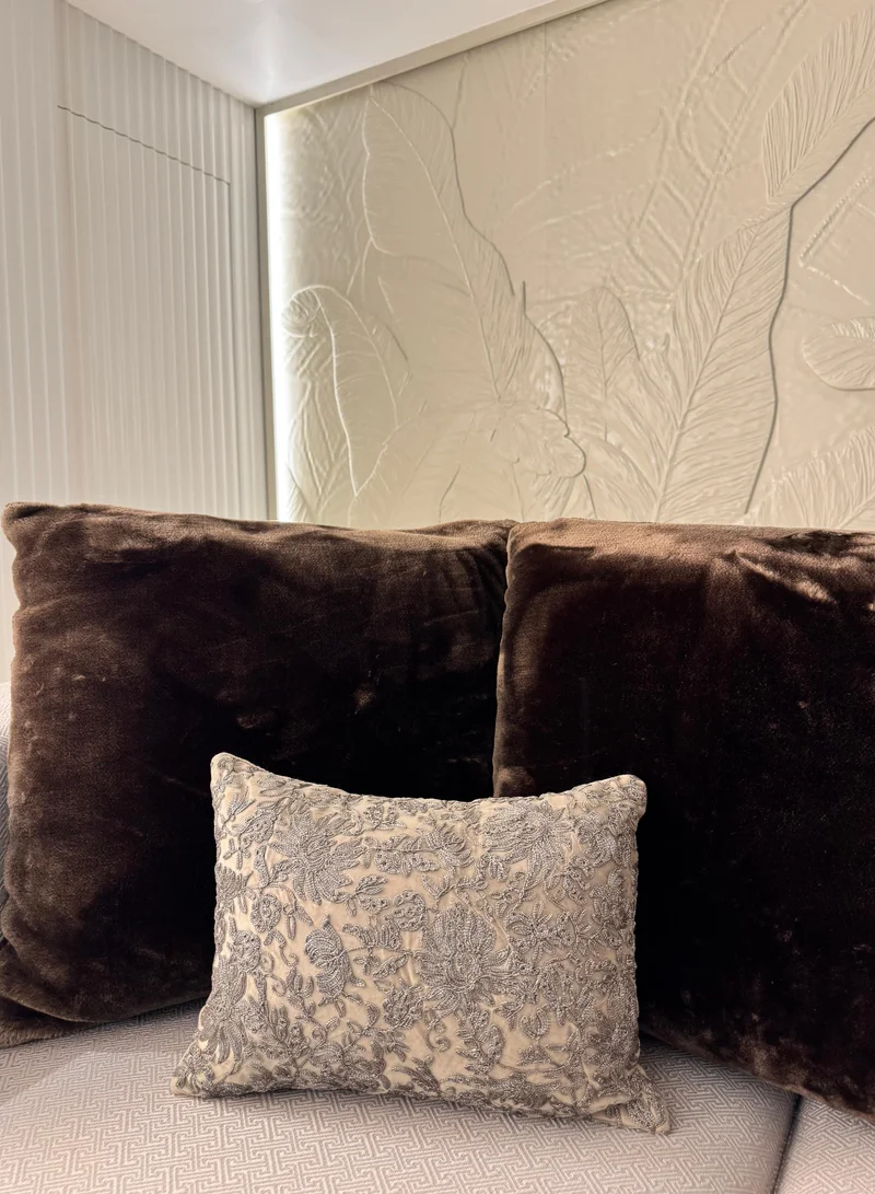 Tohfa Luxe Mysaara Hand-Embroidered Silk Velvet Cushion with Filler
