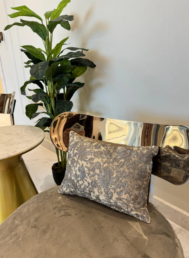 Tohfa Luxe Mysaara Hand-Embroidered Silk Velvet Cushion with Filler