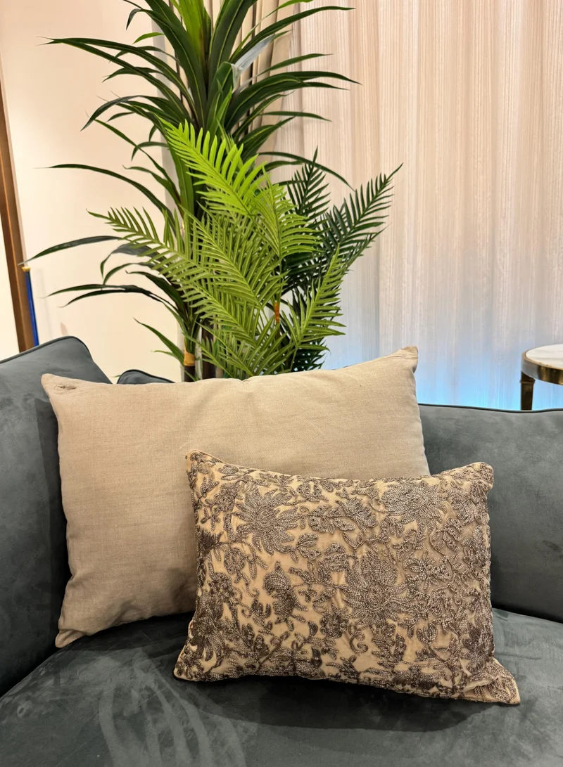 Tohfa Luxe Mysaara Hand-Embroidered Silk Velvet Cushion with Filler