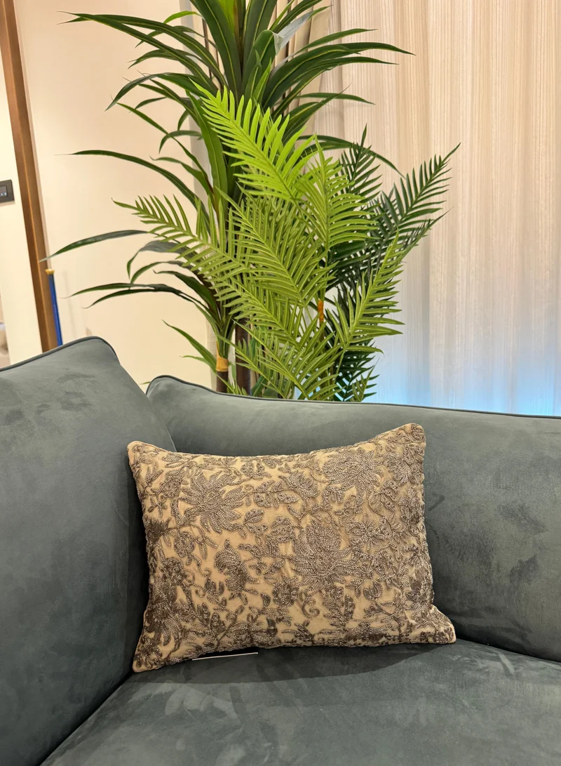 Tohfa Luxe Mysaara Hand-Embroidered Silk Velvet Cushion with Filler