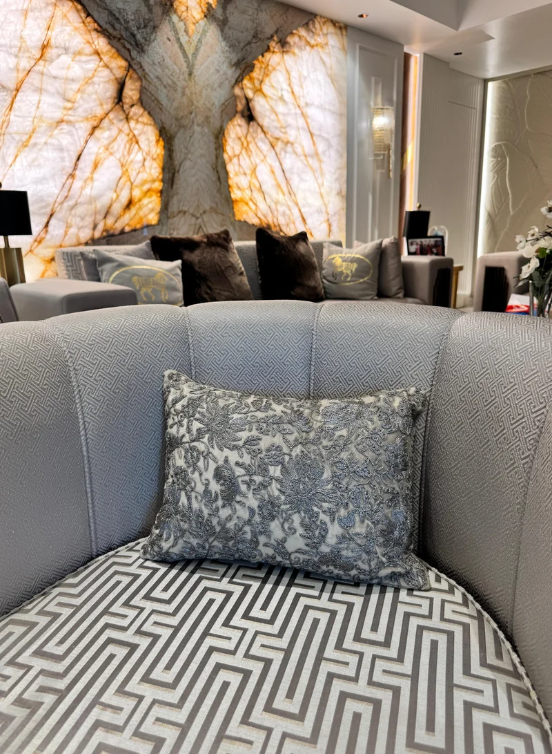 Tohfa Luxe Mysaara Hand-Embroidered Silk Velvet Cushion with Filler