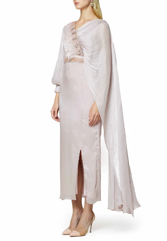 امري Embroidered Silk Bardot Dress