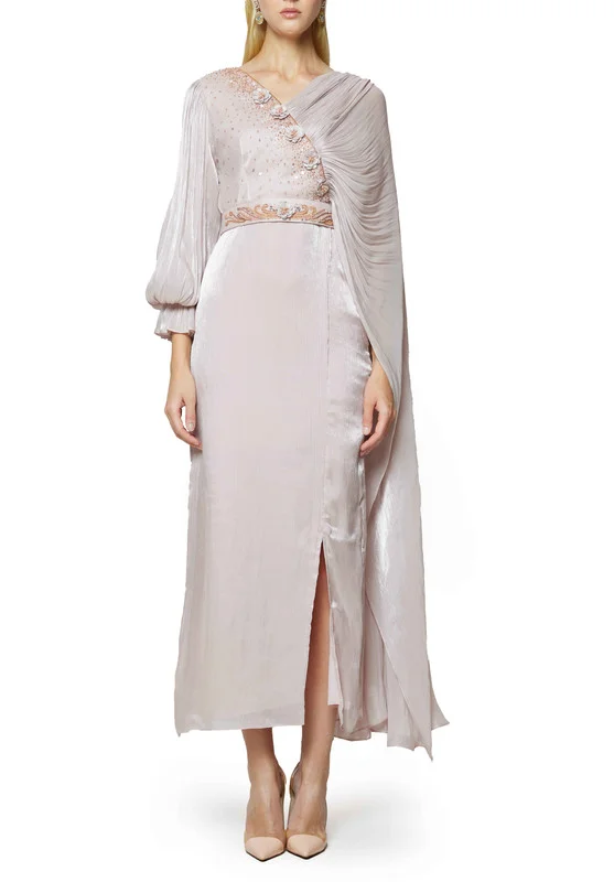 امري Embroidered Silk Bardot Dress