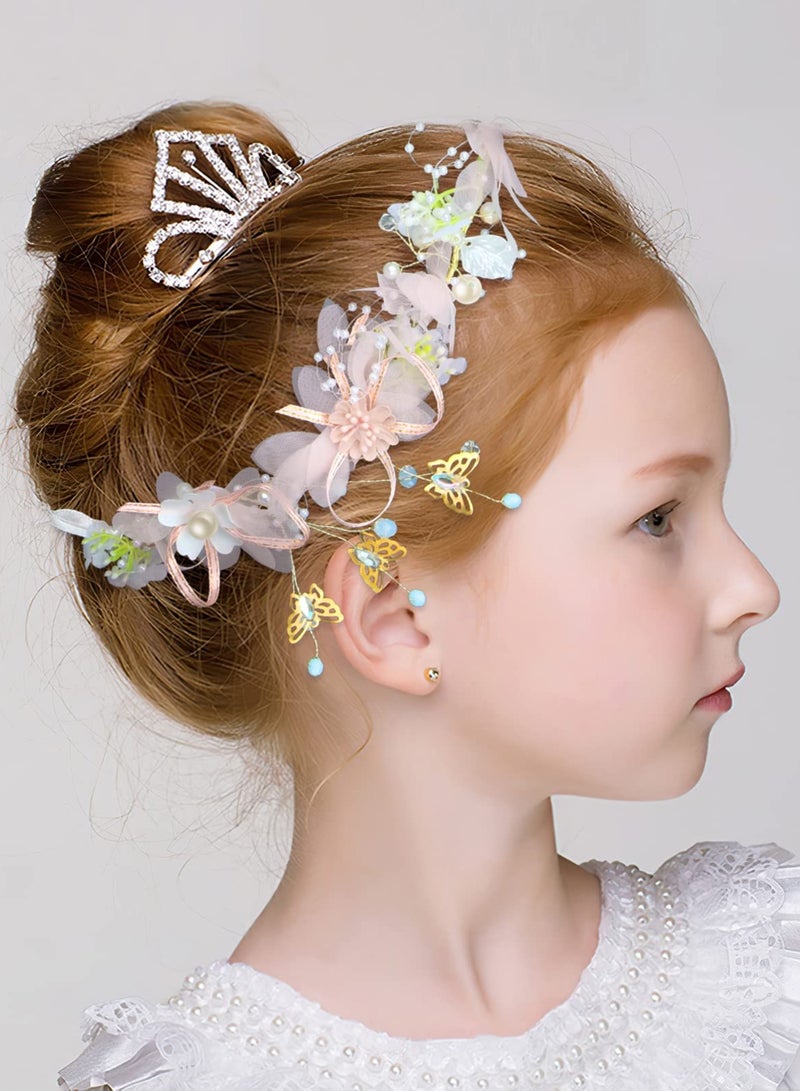 إسكدنيا Flower Wedding Accessories Set Girl Hair Headband and Bracelet Bridesmaid Bands Floral Garland for Women Bride Pearl Vine Tiara Bridal Crown - Image 1