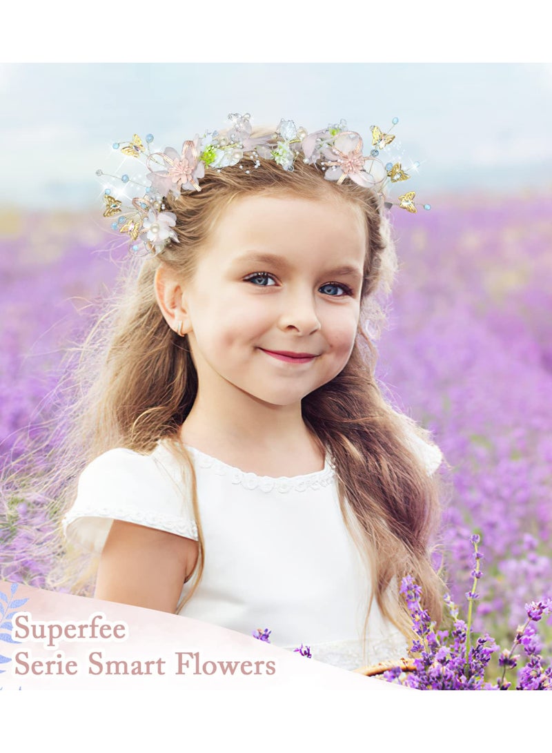 إسكدنيا Flower Wedding Accessories Set Girl Hair Headband and Bracelet Bridesmaid Bands Floral Garland for Women Bride Pearl Vine Tiara Bridal Crown - Image 2