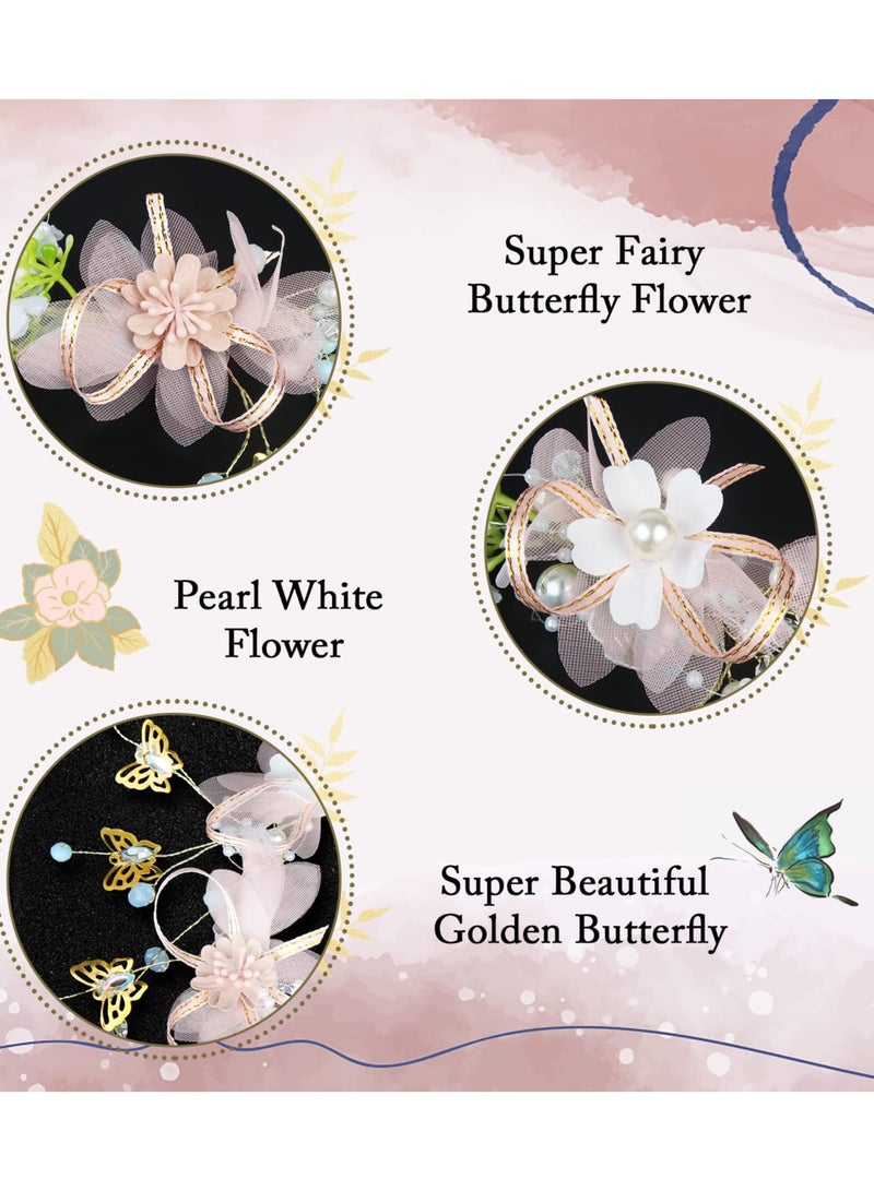 إسكدنيا Flower Wedding Accessories Set Girl Hair Headband and Bracelet Bridesmaid Bands Floral Garland for Women Bride Pearl Vine Tiara Bridal Crown - Image 5