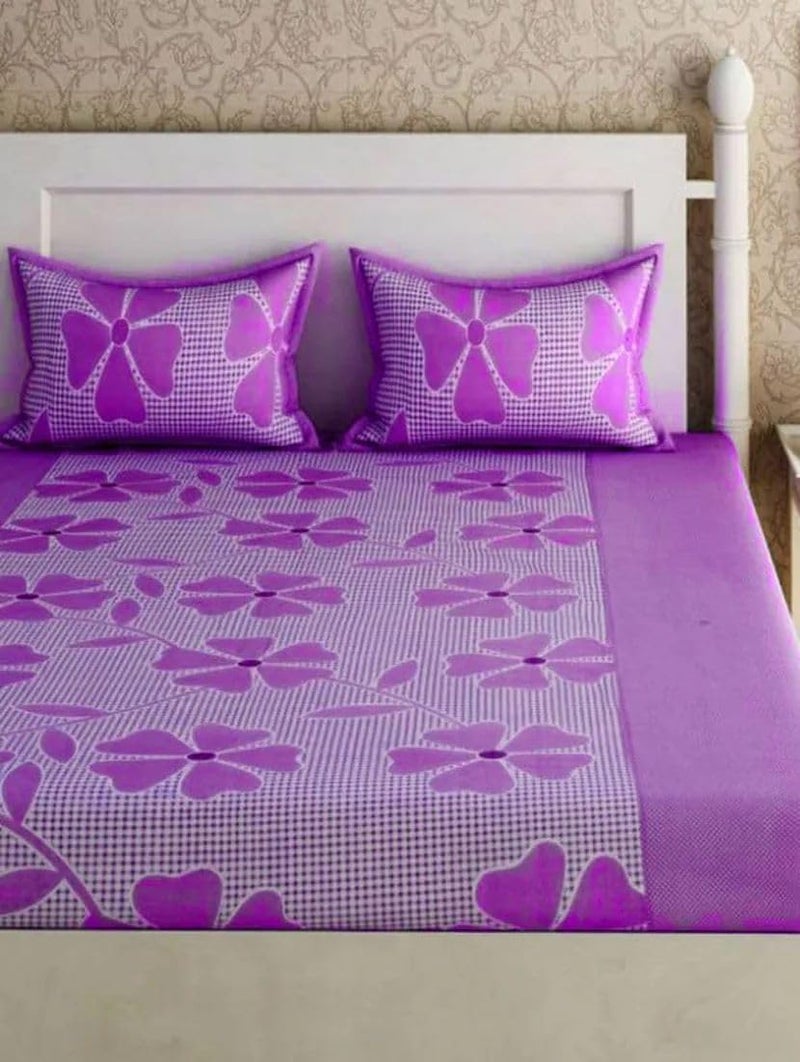 SIYARAM Handloom Industries Polycotton BEDSHEET for Double Bed with 2 Pillow CoversBed Sheet for Bedroom BZ777 H603 200 TC Multicolor  - Image 3
