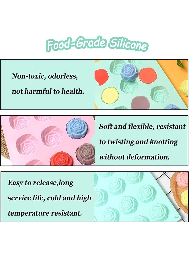 Multi-Purpose Rose Silicone Mold, 15 Cavity Food Grade Baking Mold for Fondant, Chocolate, Candy, Ice Cube & Resin Crafting,Kitchen Baking Tools - Image 4