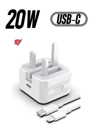20W Apple UK Plug Type-C Charger with 1M Fast Charging Cable Universal Travel Adapter Compatible with iPhone 14/13/12/11 Pro/Pro Max, 8 Plus, X Max, and More - pzsku/Z06E02F64DFFF4A31A582Z/45/_/1738233688/f5ae3518-4581-4304-a6d7-588c47b1c0af