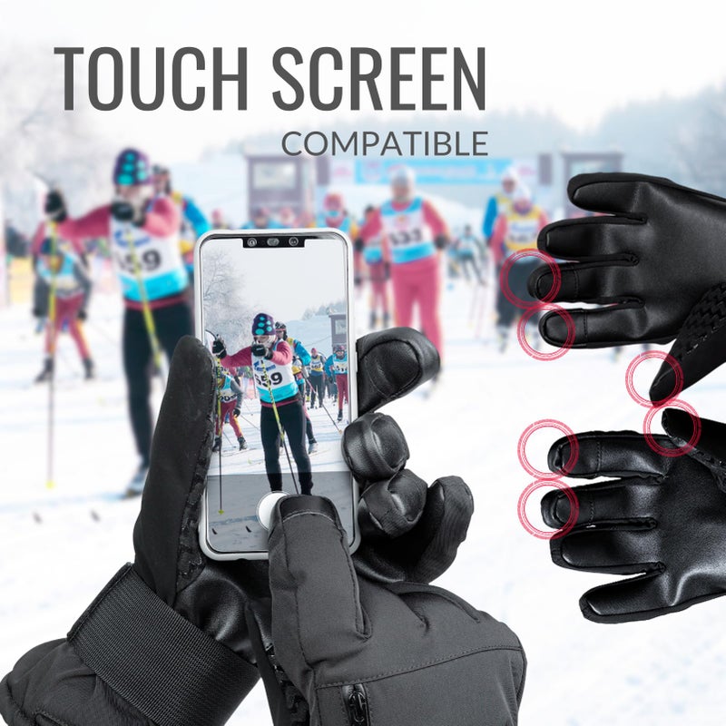 devembr Snowboarding Gloves with Wrist Guards, Ski Gloves Touchscreen, Black, L - Image 5