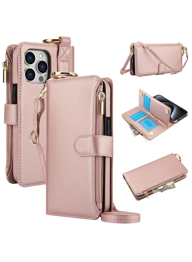 اس-توب جراب هاتف iPhone 13 Pro Crossbody Ring متعدد الوظائف محفظة جلدية - Image 1