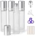 PrettyCare 4 Pack 10 ml Essential Oil Roller Bottles with Stainless Steel Roller Ball Refillable Leakproof Empty Thick Frosted Glass Roll on Bottles with Silver Caps for Travel Perfume - Image 2