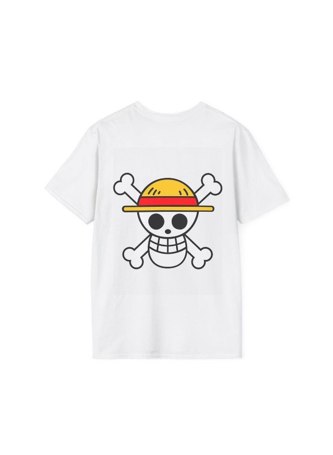 One Piece Straw Hat Pirates Graphic T-Shirt - White Cotton Crew Neck