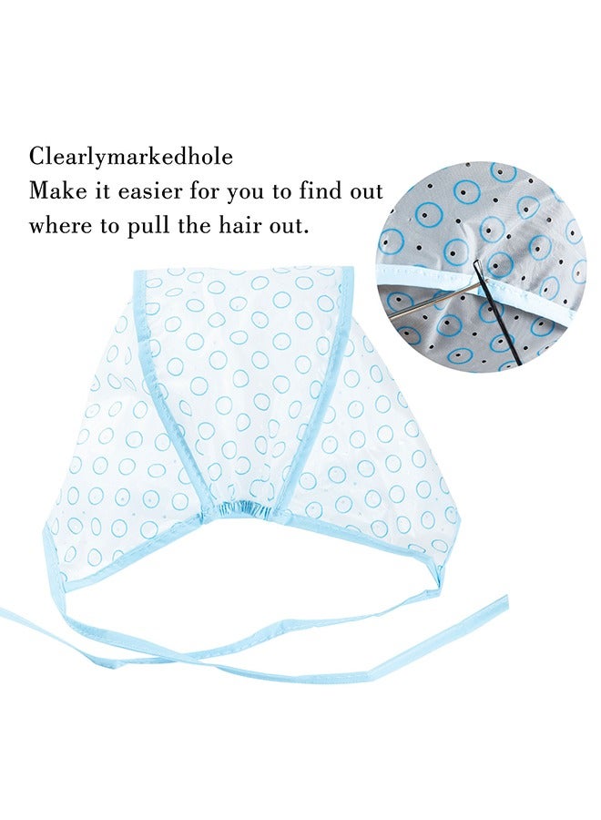 Beauenty 2 Pcs Hair Dye Cap, Hair High Gloss Dye Hat with Plastic Hooks, Reusable Perforated Flip Salon Hair Cap and Hook Kit - Blue - Image 3