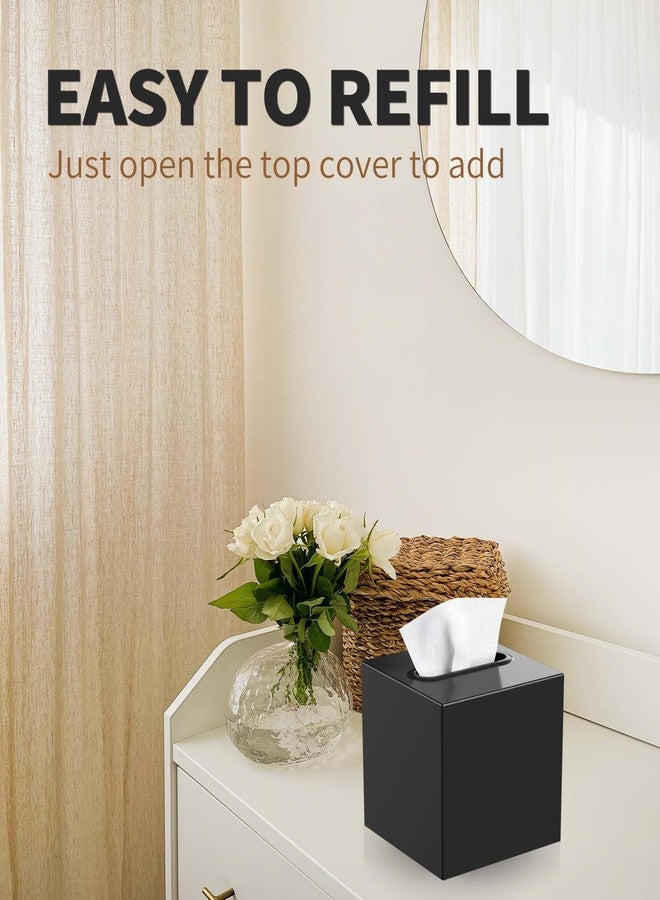 Livelab Metal Tissue Box Cover, Square Tissue Box Holder Modern Decor Facial Napkin Holder Tissue Box Dispenser for Bathroom Vanity Countertop, Living Room, Bedroom, Office | Black - Image 4