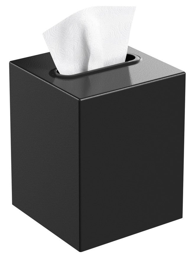 Livelab Metal Tissue Box Cover, Square Tissue Box Holder Modern Decor Facial Napkin Holder Tissue Box Dispenser for Bathroom Vanity Countertop, Living Room, Bedroom, Office | Black - Image 1