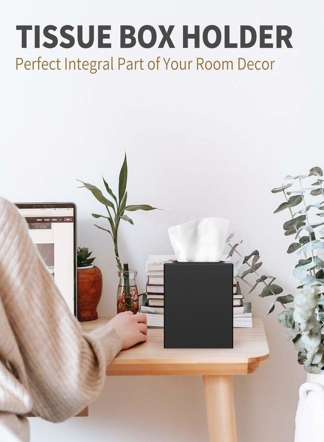Livelab Metal Tissue Box Cover, Square Tissue Box Holder Modern Decor Facial Napkin Holder Tissue Box Dispenser for Bathroom Vanity Countertop, Living Room, Bedroom, Office | Black - Image 5