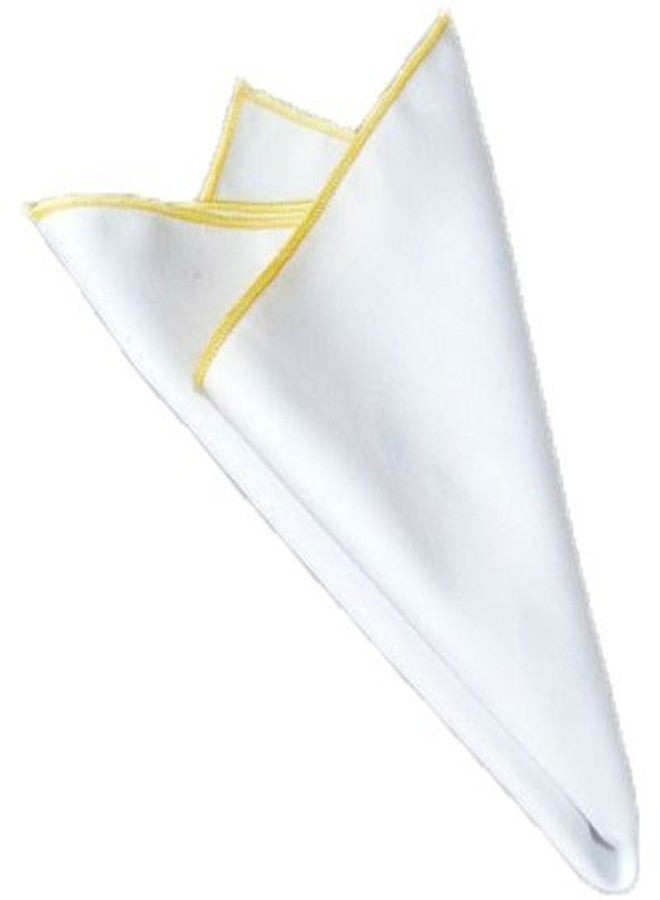 Flairs New York Gentleman's Essentials Weekend Casual White Pocket Square (White/Blonde Yellow) - Image 2