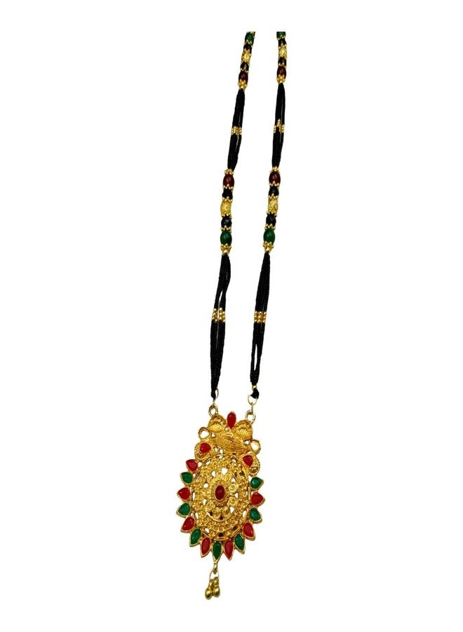 Swaroop Designer Mangalsutra For Women Stylish New Gold Plated Mangalsutra Long Size Heavy Design Long Black Bead Chain 62 - Image 1