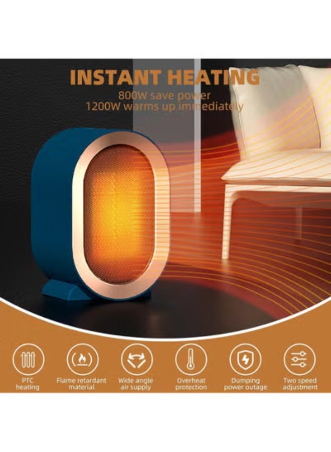 ORIONMAX 1200W Indoor Space Heater, Portable Electric Fan Heater with 2 Heat Settings, PTC Fast Heating, Tip-Over & Overheat Protection, Quiet Desk Heater for Home Office Bedroom - Image 2