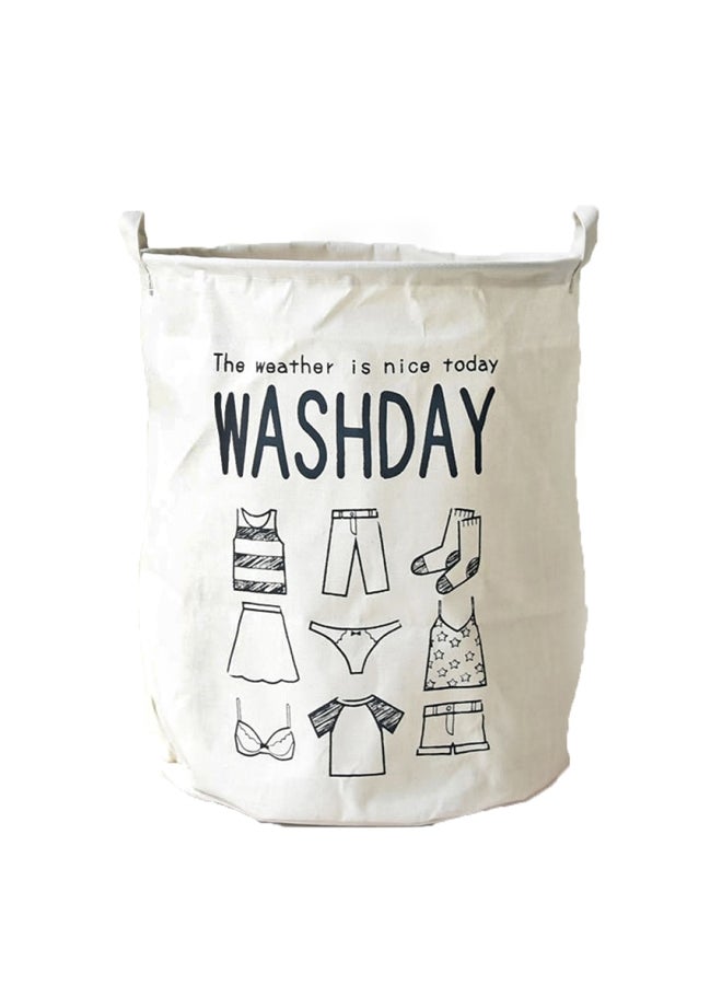 Laundry Storage Basket White/Black 16x13x19inch - Image 1