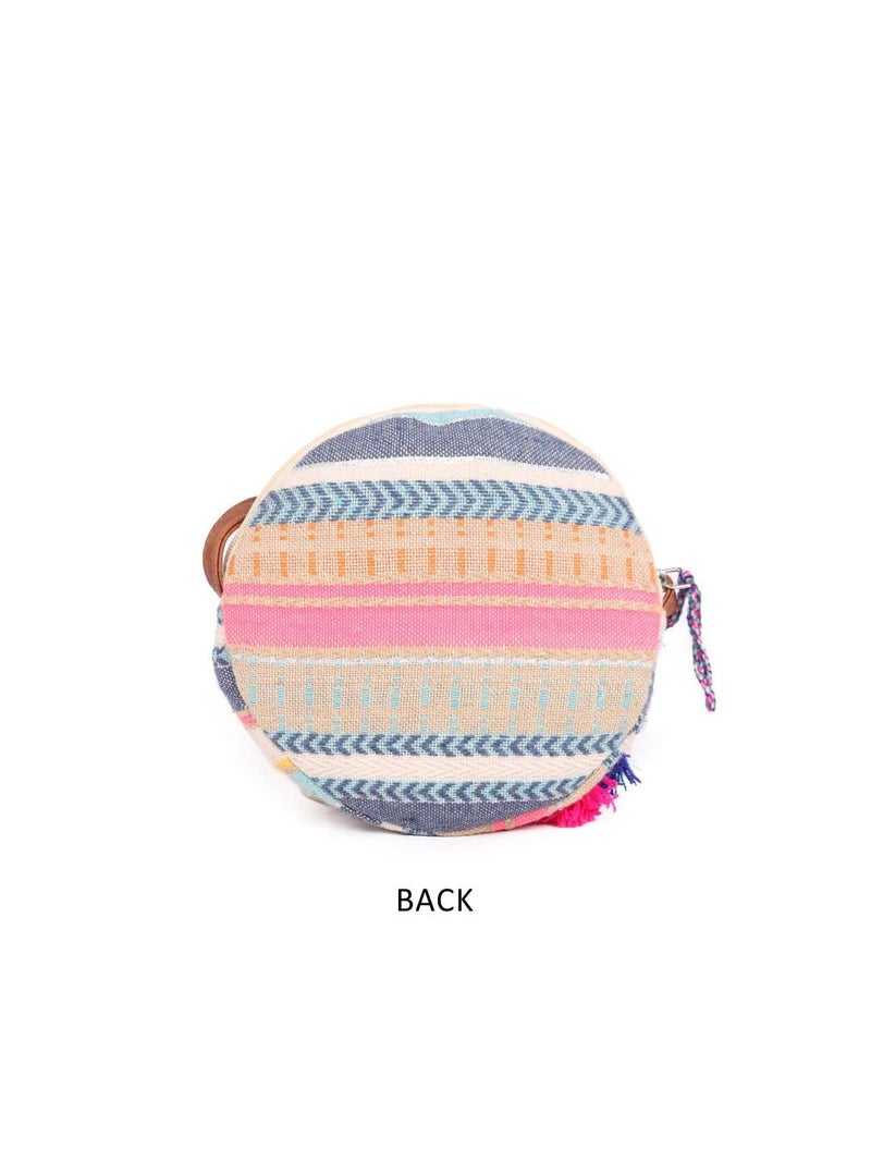 ASTRID Round Textured Sling Bag For Girls With Zip And Completely Biodegradable - Image 2
