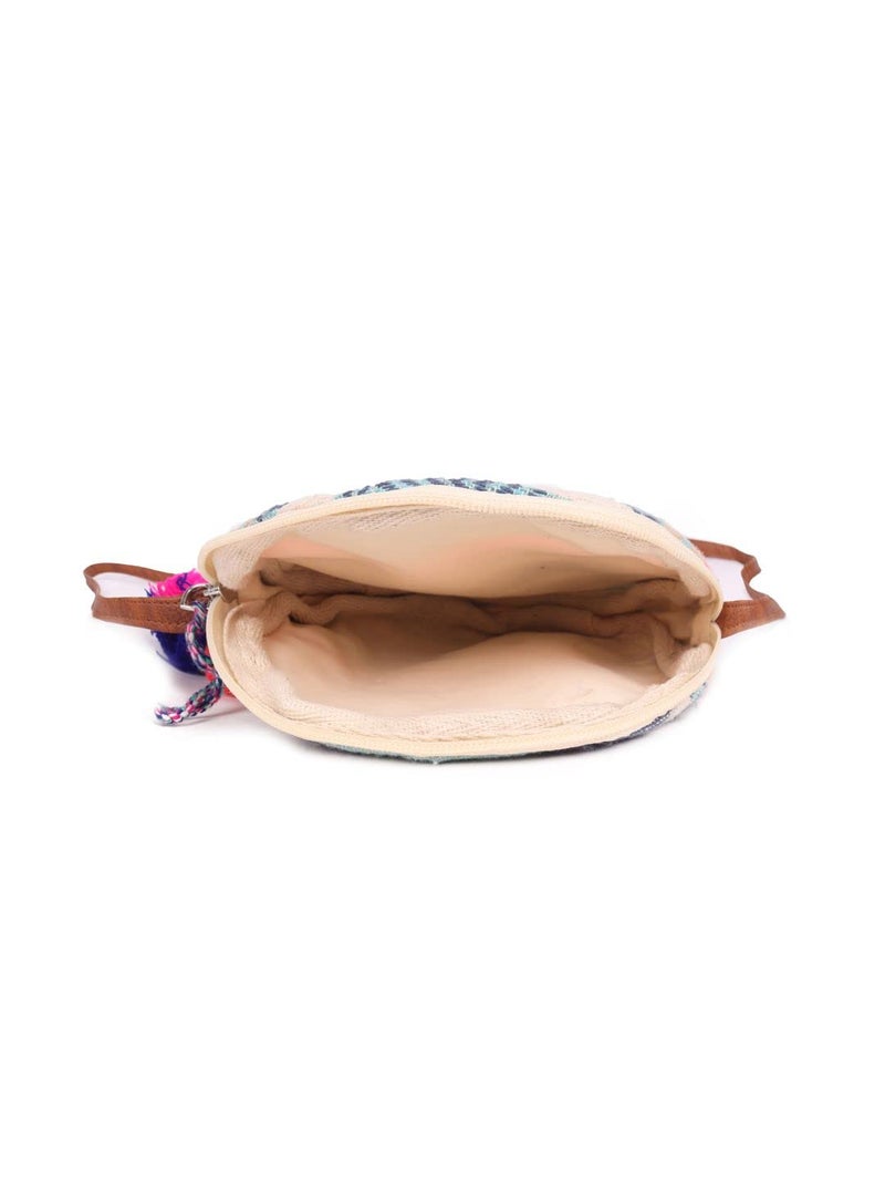 ASTRID Round Textured Sling Bag For Girls With Zip And Completely Biodegradable - Image 4